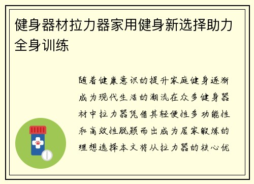 健身器材拉力器家用健身新选择助力全身训练